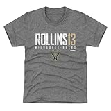 500 LEVEL Ryan Rollins Milwaukee Bucks Youth Shirt - Ryan Rollins Milwaukee Bucks Elite WHT (Tri Gray, 14-16Y X-Large)