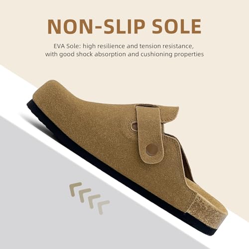 Image of Kids Suede Clogs Boys Girls Sandals Cork Footbed Toddler Slip-on Slippers Indoor Outdoor Cute Sandals Classic Adjustable Buckle