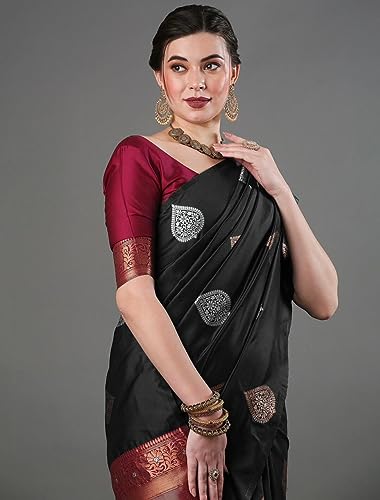 Image of Flosive Women's Mix Color Kanjivaram Silk Saree With Blouse