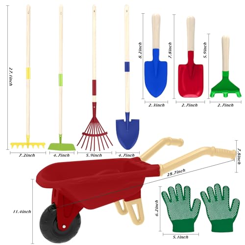 image for Qtioucp Kids Gardening Tools Outdoor Toys Set Backyard Play with Wheel