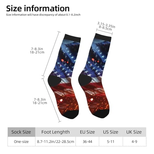 OUSIKA Fireworks American Flag Athletic Socks for Men Sport Running Calf Socks Breathable Crew Socks for Women Novelty Socks, 3 Black, One Size4
