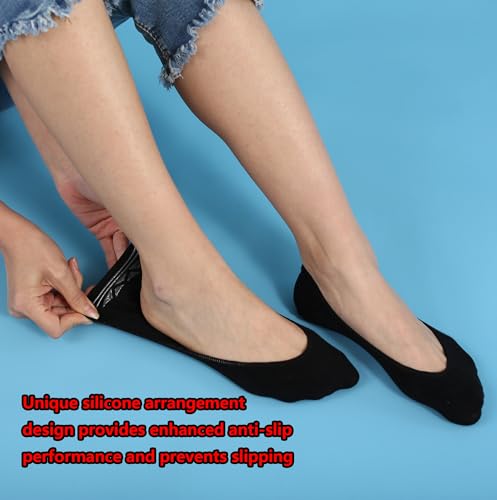 Bestjybt No Show Socks Women Ultra Low Cut Socks Cotton Seamless Non Slip Invisible Liner Footies for Flats 4 Pairs4