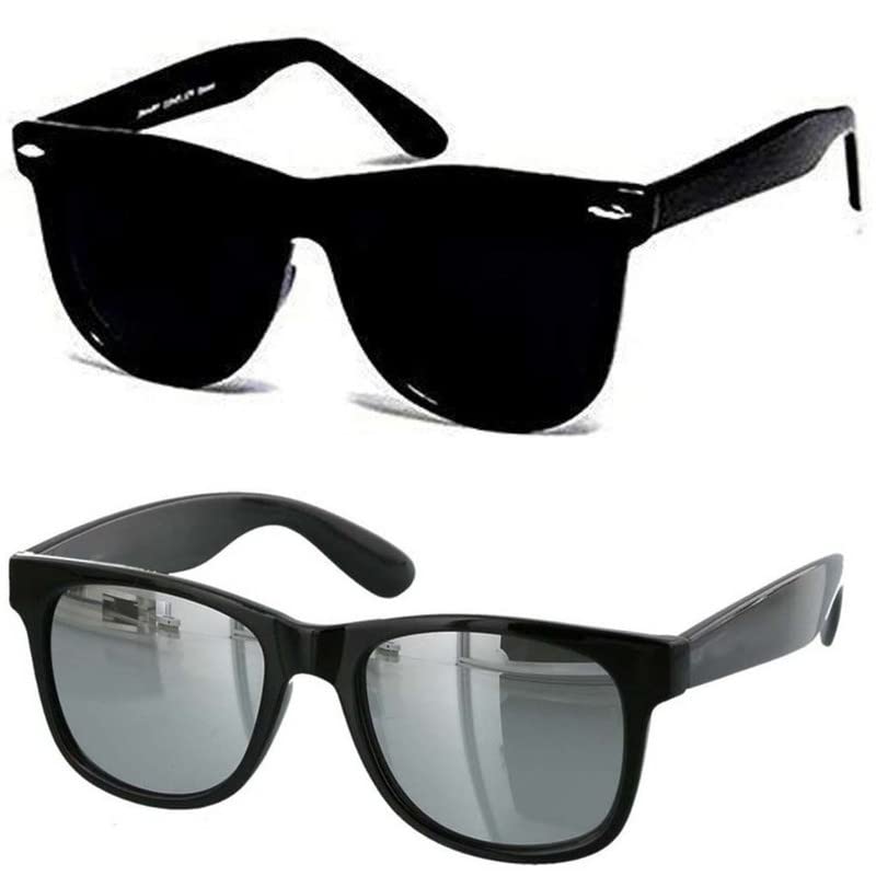 Unisex Combo Offer Pack Of Rectangular Sunglasses For Men And Women Uv Protected (Lens Silver, Black || Frame Black || YNCH-455) - 2 Goggles-image-15