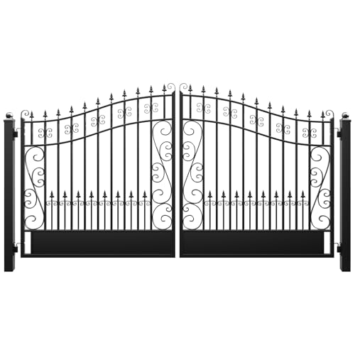 ZUMI Dual Swing Driveway Gates 12x6 ft. Steel Security Fence