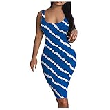 Générique Damen-Sommerkleid, ärmellos, gestreift, für Club oder Freizeit, Midi- und Minikleid, bequem und modisch, blau, X-Large