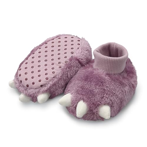 Carters Baby & Toddler Claw Slipper - Cozy Anti-Slip Bootie for Babies - 12-18 Months (Lilac)