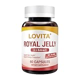 LOVITA Royal Jelly 333 mg, 3:1 Concentrate, with 20mg 10-HDA, Natural Source Super Food, Supports Skin Health & Energy Production, 60 Capsules