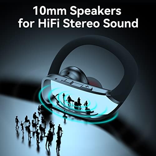 bmani Ear Buds Wireless Earbuds Bluetooth Headphones with 80H Playtime LED Display Case, Over-Ear Hook with Mic, Stereo Sound, Easy Button Controls, Sports Earphones for Running Workout Gym Black - 4