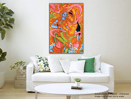 Image of Tamatina Modern Art Canvas Painting | Radha Krishna | Abstract Art Unframed painting for Home decor|size - 13X9 Inches.o224