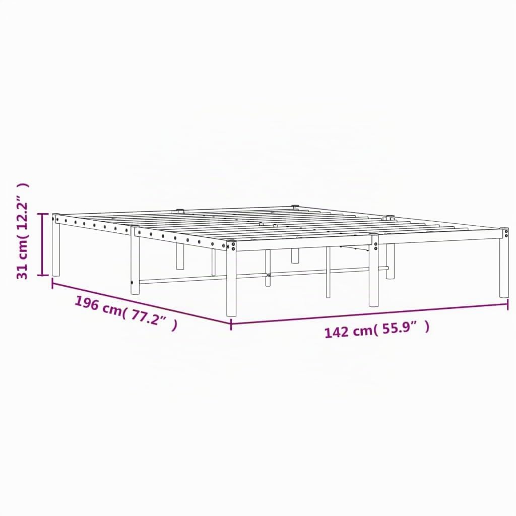 vidaXL Estructura de Cama, Somier de Listones con Almacenaje, Armazón Marco de Cama de Invitados, Mueble para Dormitorio, Metal Blanca 135x190 cm