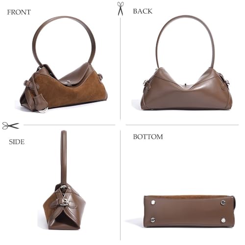 Women's Suede Hobo Crossbody Bag,Leather Vintage Top Handle Bags,Handbags Purse with Shoulder Strap3