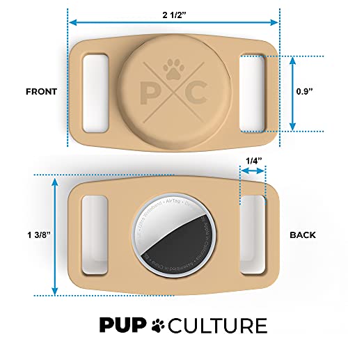 Image of Pup Culture Airtag Collar Holder - Protective Waterproof Case for GPS Tracker, Compatible With Apple iPhone (Tan)