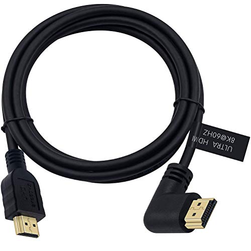 Poyiccot 8K HDMI 2.1 Cable 6ft /1.8m, 90 Degree Left Angle HDMI Male to Male Cord, Ultra High Speed 8K@60Hz Resolution &48Gbps Bandwith Compatible for 3D HDRTV/Xbox /PS4 /PS5(M/M Left)