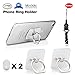 MiniKIKI Phone Finger Holder, 2 Packs Phone Ring Stand Holder, Smartphone Holder, Phone Ring Holder, 360° Rotation Phone Finger Grip, Phone Kickstand, 1 Lanyard As Bonus, for Phone, iPad (Silver)