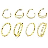 xolear 4 Piezas 18G Piercing Nariz Aro Oro con Caja de Regalo, Acero de Titanio Piercing aro Nariz, Septum Acero Quirurgico Regalos de Moda, para Hombres y Mujeres, 8 mm (Oro) mm
