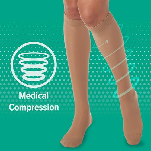 Image of Juzo Naturally Sheer 2100 Knee-High 15-20mmHg Closed Toe Compression Stocking, Regular