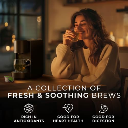 Image of Evening Calm Tea Pod Gift Set (24 Count) - 4 Flavors Assorted Variety Pack | Vanilla Chai, Peppermint, High Mountain, Jasmine Green - Caffeinated & Caffeine Free Tea Sampler, Hot or Iced, Non-GMO