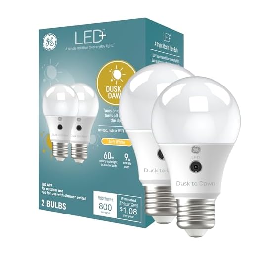 GE Lighting LED+ Dusk to Dawn LED Light Bulbs with Sunlight Sensors, Automatic On/Off Light Sensing Bulb, Soft White, A19 Bulbs (2 Pack)
