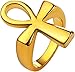 U7 Egyptian Jewelry 18K Gold Plated Cross Ankh Ring, Size 7