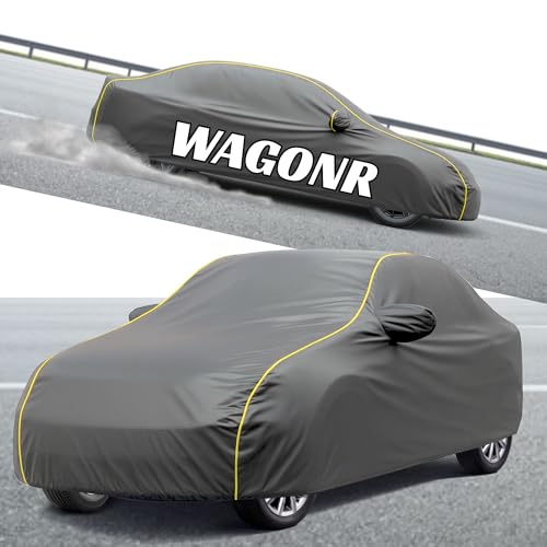 Image of Kayme Compatible with Grey WagonR Car Cover Waterproof Car Body Cover for All Weather Proof & Full Bottom Elastic, Triple Stitching with 100% Nail Proof Cover
