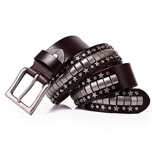 Ceinture cuir pleine fleur homme robuste style punk à œillets