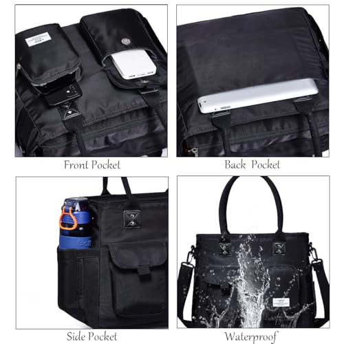 Large Utility Tote Bag with Multi-pockets and Compartment for Travel & Work3