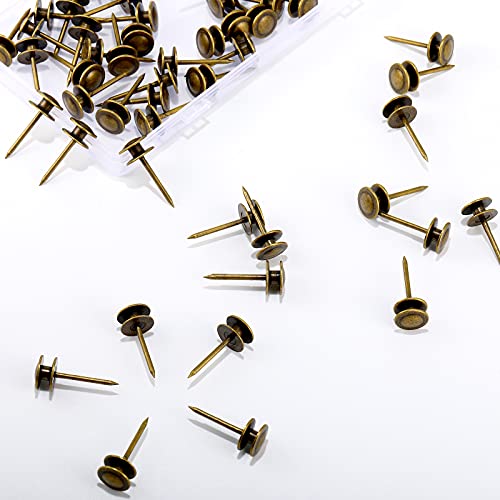 Image of Hotop 50 Pcs Double Headed Picture Hangers Nails Small Head Hanging Nails Picture Photo Hanging Hook Pins Decorative Nail Hook Hangers for Home Office School (Bronze)