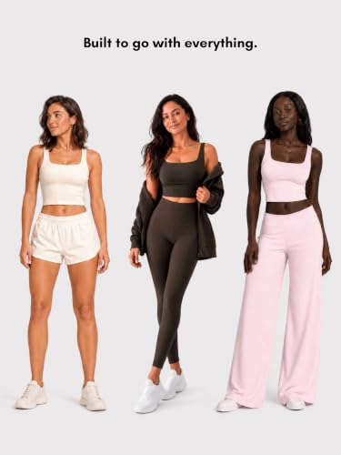 Image of Sunzel Square Neck Longline Sports Bra, Built-in Bra Crop Tank Top