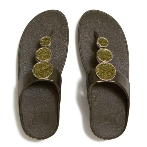 Image of FitFlop Halo Bead-Circle Metallic Toe-Post Sandals | Casual Sandals