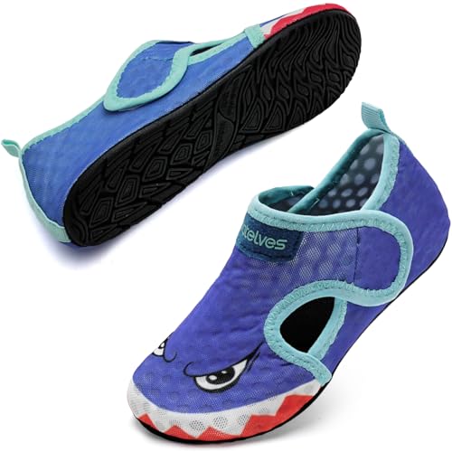 Image of WateLves Kids Water Shoes Toddler Barefoot Swim Beach Shoes Girls Boys Breathable Quick Dry Aqua Socks (Shark, 24 /25)