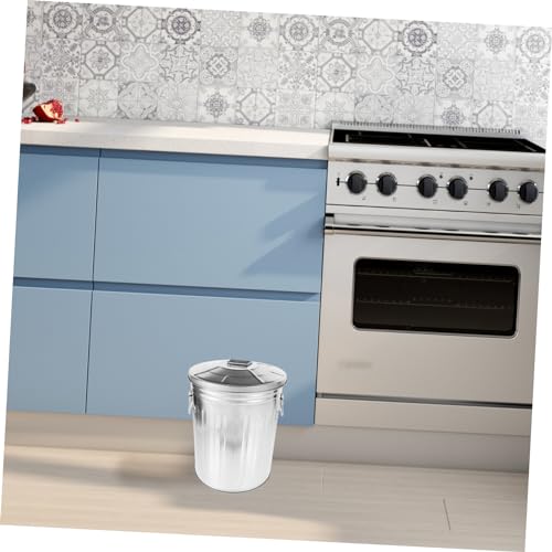 Caneca de basura metálica rectangular con tapa plateada miniatura 7