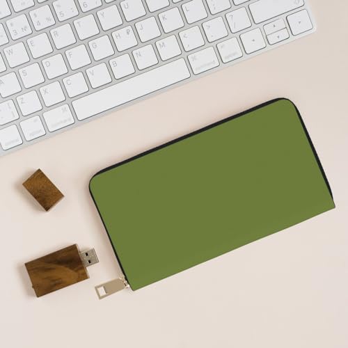 Monedero de mano verde oscuro moderno y largo para móvil y llaves 6