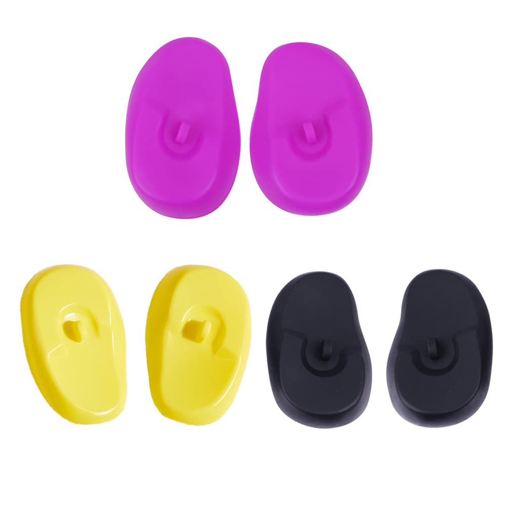 3 Pairs Reusable Soft Silicone Professional Ear Cover Earmuffs Protector Waterproof Hairdressing Ear Caps Beauty Tool for Hair Salon Hair Dyeing Baked