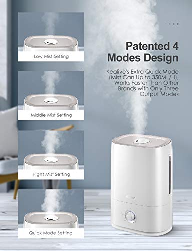 Cool Mist Humidifier, 5L/1.3 Gal Essential Oils Tray Humidifiers for Bedroom, 50 Hrs Run Time for Large Room, Baby, Auto Shut-off, Easy to Clean