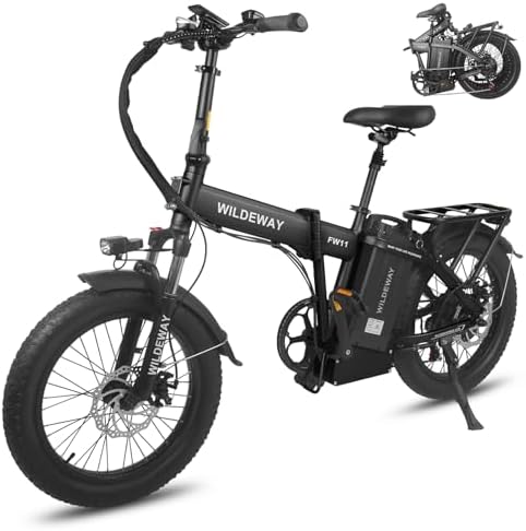 Wildeway Electric Bike with 32Ah Battery 750W 28MPH Motor, 20 inch Fat Tire Folding Electric Bike, Urban City Commuter Ebike for Adults Men Women, Electric Bicycle 7 Speed Gear