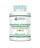 Rhodiola Rosea y Ashwagandha - 60 cápsulas - Plantas Adaptógenos naturales - Reduce Estrés emocional y Ansiedad - Relajante del sistema nervioso - Mejora Insomnio -