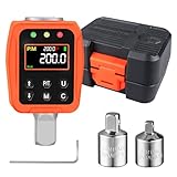 ATsafepro 1/2" デジタルトルクメーター10-200 Nm, 1/2"ドライブ + 3/8"・1/4" アダプタ付き ±2% 精度5 単位, プレセット型 トルクレンチ 工具,自動車整備/DIY 家庭用/自転車/機械整備用