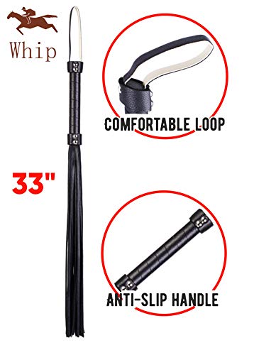 Ridin Leather Horse Crop 18 Faux Leather Whip 33 - English Riding Horse Crop - Leather Horse Riding Set - Equestrian Horse Riding Whip Set #TOP5