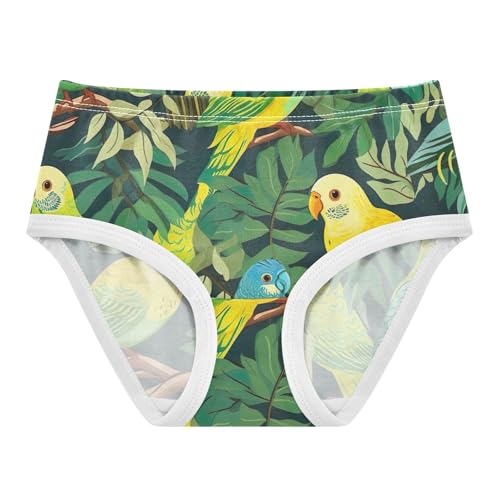Toddler Panties, Cute Parrot Green Cotton Girls Underwear, 2–8 Years