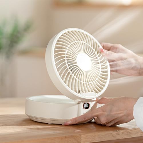 Ventilador de parede de mesa, controle remoto, cabeça oscilante, ventilador pequeno, luz ambiente do