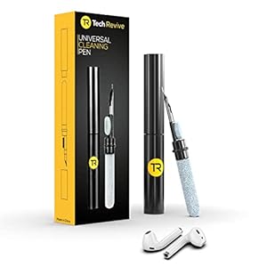Tech Revive AirPods Cleaning Kit – Earphone Cleaner Kit Compatible with Airpods/Airpods Pro Samsung Huawei Sony, 3-in-1 AirPod Cleaner with Sponge, Brush and Metal Tip, Black