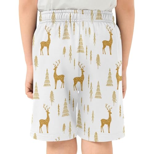 Golden Deer Teen Boys Outdoor Shorts Elastic Waist Loose Fit Knee-Length Boys Athletic Shorts XS3