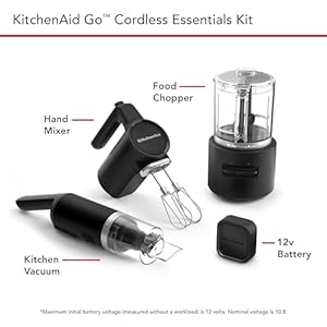 KitchenAid Go™ Cordless Bundle with Hand Mixer, Food Chopper and Kitchen Vacuum - battery included, KBUR131BM KitchenAid Go Cordless Bundle with Hand Mixer Food Chopper and Kitchen Vacuum battery included KBUR131BM