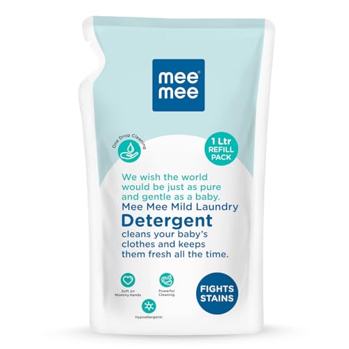 Mee Mee Baby Liquid Detergent 1 L | Ph balanced Free from Harsh Chemicals, Safe for mother's hands & baby's skin | Anti-Bacterial, Removes Stains & Odor with One Drop, Hypoallergenic