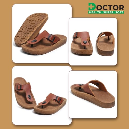 Image of DOCTOR HEALTH SUPER SOFT Men's Buckle Thong Sandals | Comfortable Cushioned Footbed Casual Slippers | Anti-Slip Lightweight Everyday Wear Open Toe Sandals for Indoor Outdoor Use