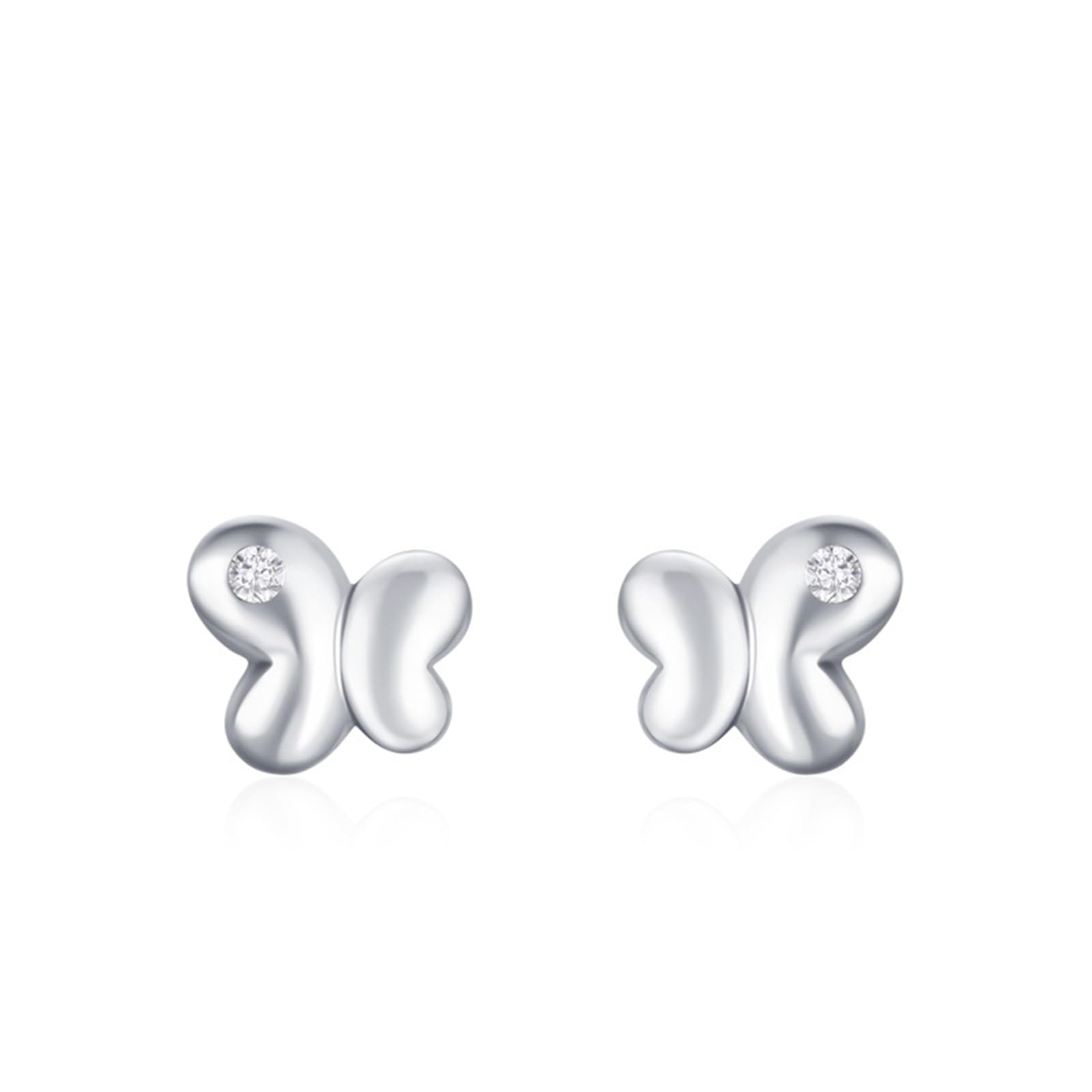 Pendientes de tuerca de oro real de 9/14/18 quilates para mujer, bonitos aretes de mariposa con moissanita para ella