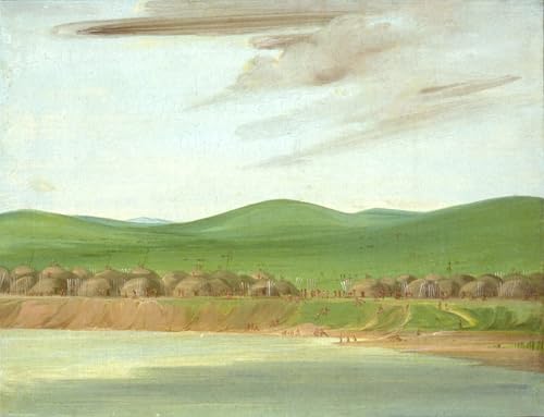 Impression d'art Arikara Village George Catlin sur toile haut de gamme 60x90cm sans cadre