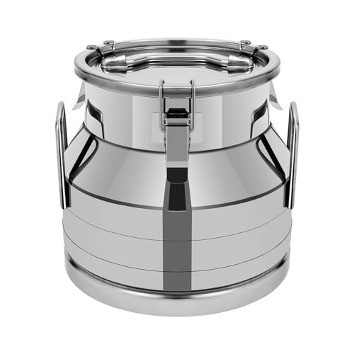 Milk Can, 12L/3.17 Gallon Stainless Steel Milk Bucket with Lid, Universal Airtight Metal Milk Jug Liquid Container for Liquids and Solids Kitchen Storage