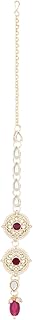 i jewels Gold Plated Traditional Kundan & Pearl Head Piece Designer Jewelry Hair Accessory Maang Tikka For Women-picture-40