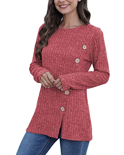 Image of JomeDesign Long Sleeve Shirts for Women Crew Neck Lightweight Sweater Loose Casual Tunic Tops